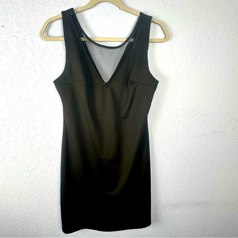 Tobi Black V-neck Mesh Bodycon Sleeveless Mini Dress